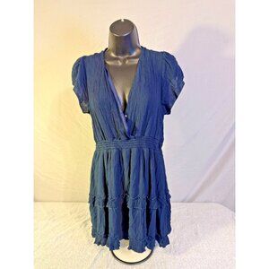 Altar'd State Navy Ruffle Dress Womens Juniors SIze Large L 12/14 Girlie Mini